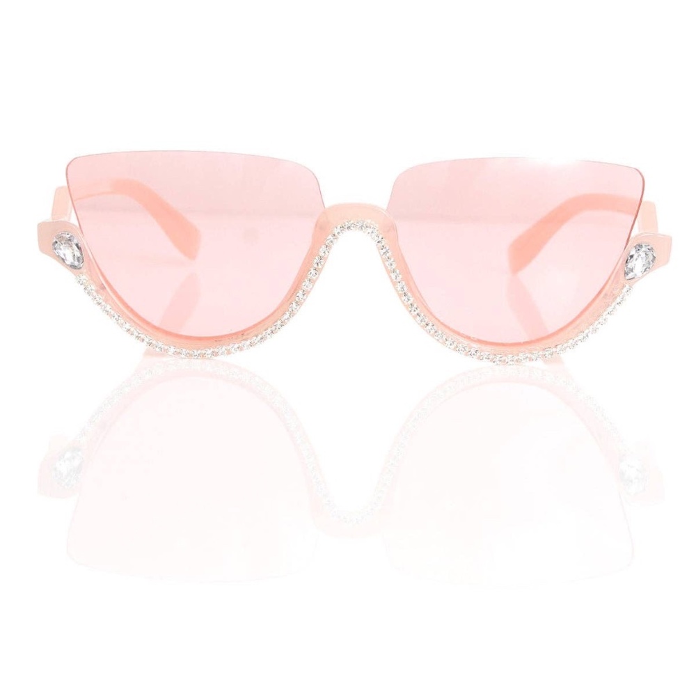Half Frame Pink Sunglasses Eyewear For Women